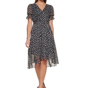 Tommy Hilfiger Faux Wrap, Fluttery & Sheer Dress